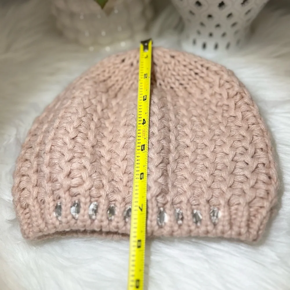 Charlotte Russe Crocheted Beanie with Rhinestones EUC